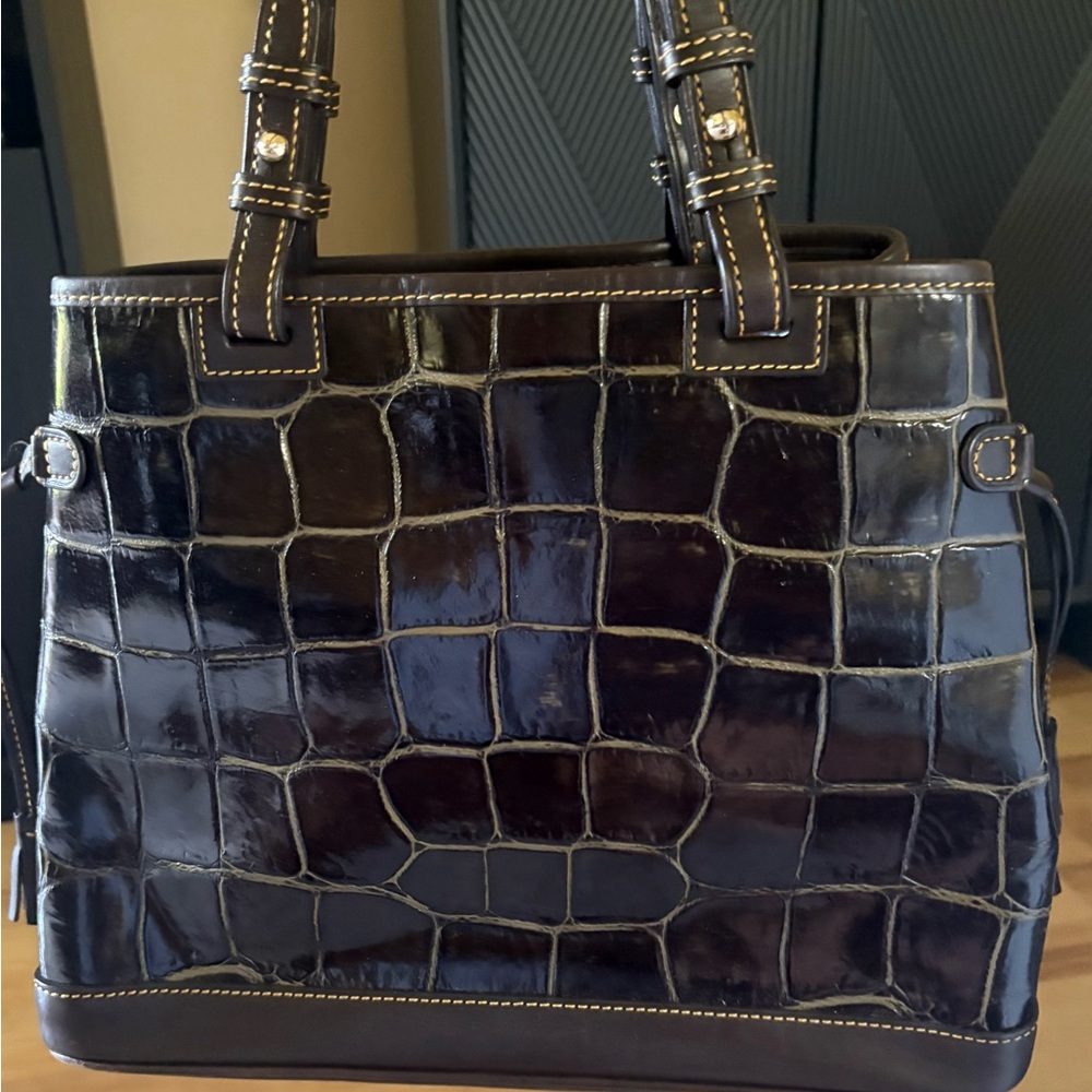 Dooney & Bourke Dark Brown Crocodile-Embossed Tote